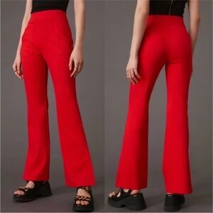 Anthropologie Maeve Knit Flare Pants Red Pull On Trousers Split Hem Size 2X